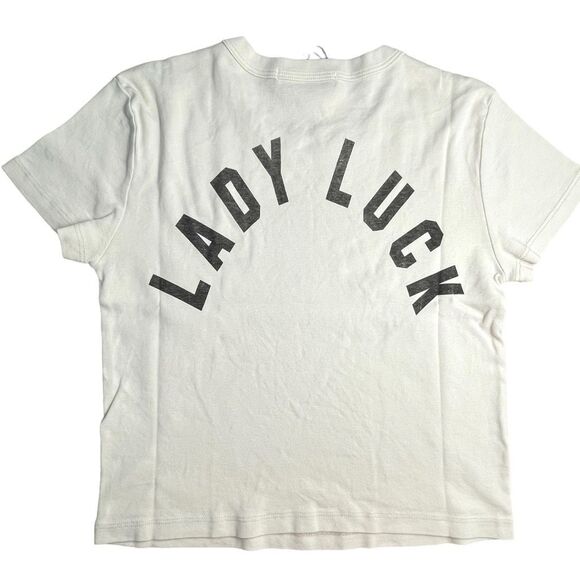 New! Daydreamer Women's Lady Luck Short Sleeve Shrunken Tee Dirty White XS NWT - Picture 6 of 9